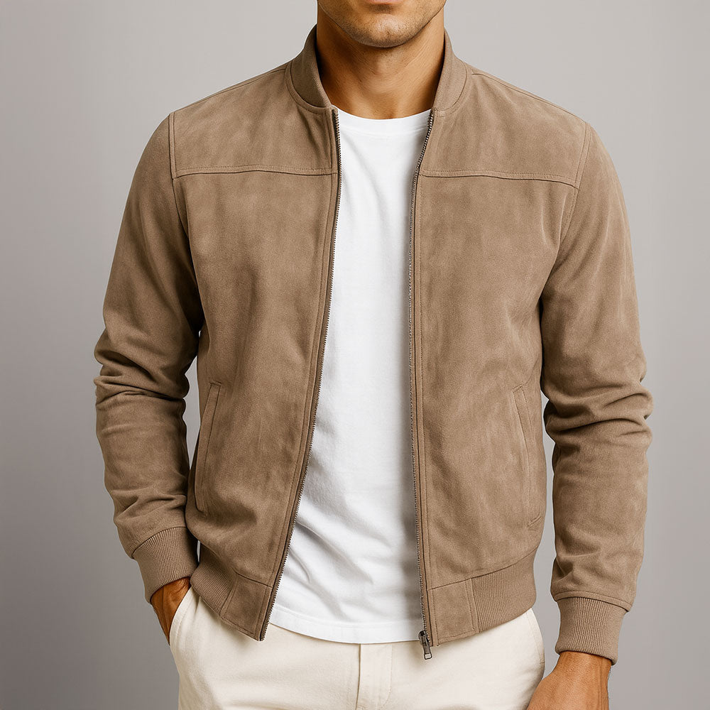 Chaqueta De Ante Para Hombre Con Corte Estructurado
