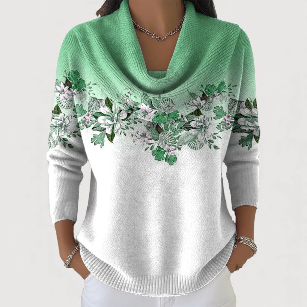 Alba | Jersey Floral con Cuello Vuelto