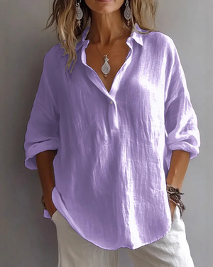 Lockere Bluse mit V-Ausschnitt und verstellbaren Ärmeln