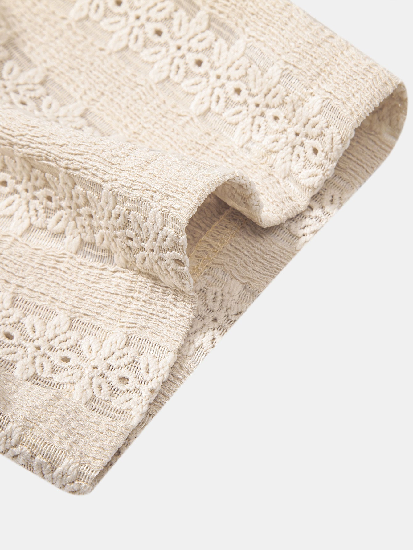 Conjunto Camisa Cubana Jacquard Floral y Pantalón Recto