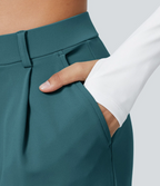 Pantalón Elegante Pierna Ancha De Tiro Alto Mujer