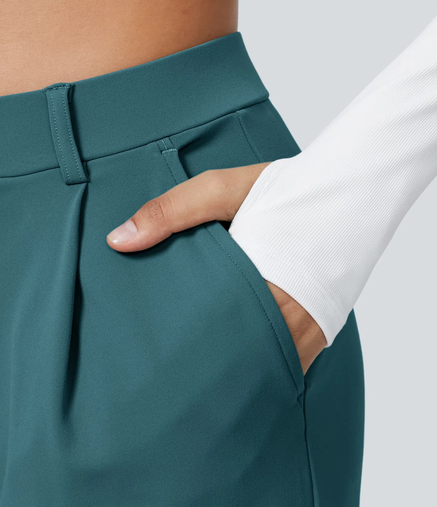 Pantalón Elegante Pierna Ancha De Tiro Alto Mujer