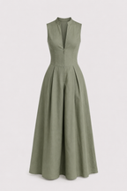 Vestido Entallado con Cremallera y Falda Fluida