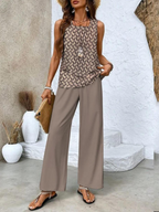 Conjunto Verano Elegante Mujer con Blusa y Pantalón