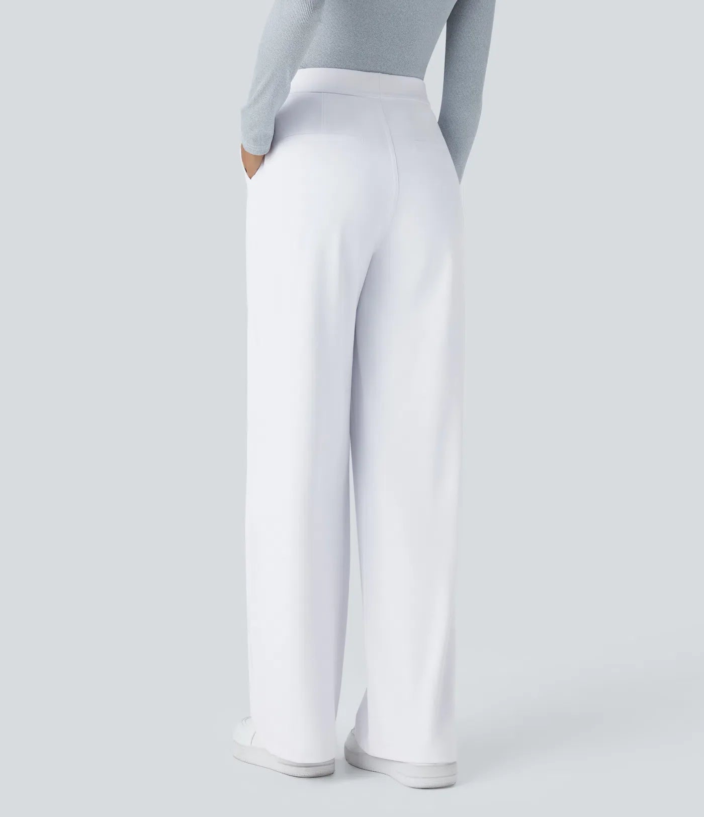 Pantalón Elegante Pierna Ancha De Tiro Alto Mujer