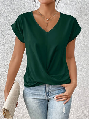 Casual-Damen-T-Shirt mit eng anliegendem Herzausschnitt