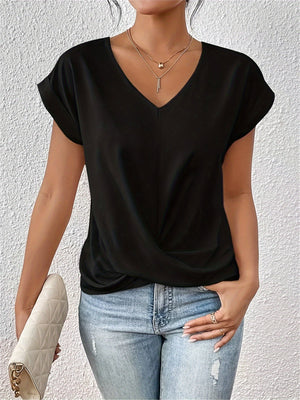 Casual-Damen-T-Shirt mit eng anliegendem Herzausschnitt