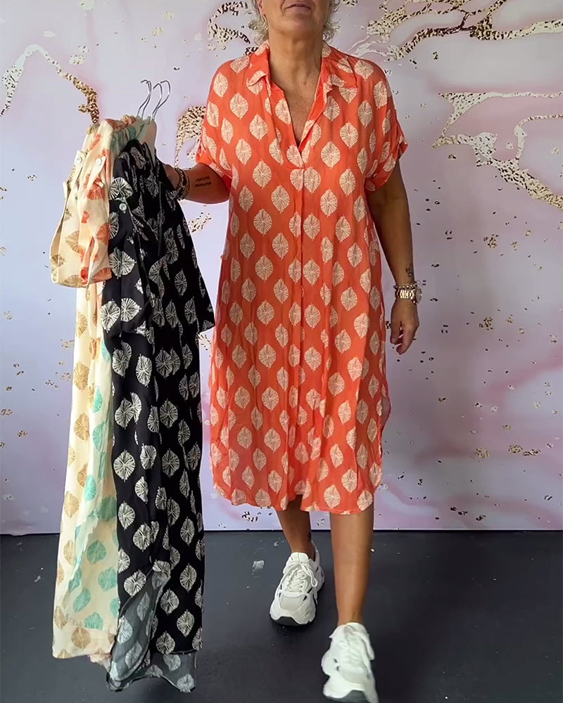 Legeres Frühlings-Midikleid mit Reverskragen