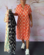 Legeres Frühlings-Midikleid mit Reverskragen