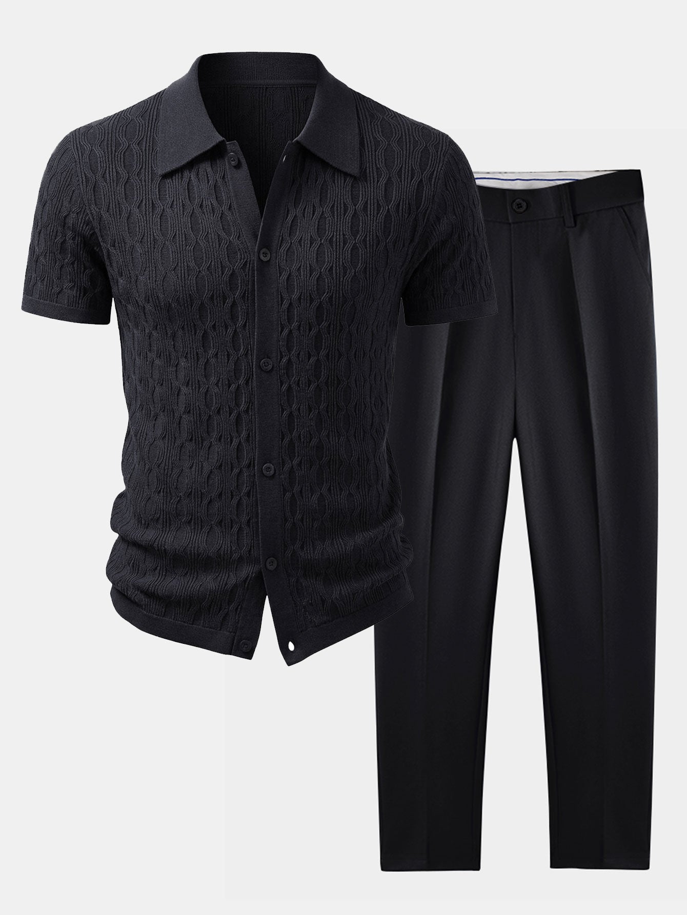 Conjunto Camisa Jacquard y Pantalón Slim Tapered