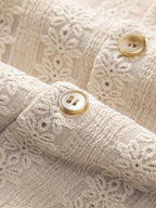 Conjunto Camisa Cubana Jacquard Floral y Pantalón Recto