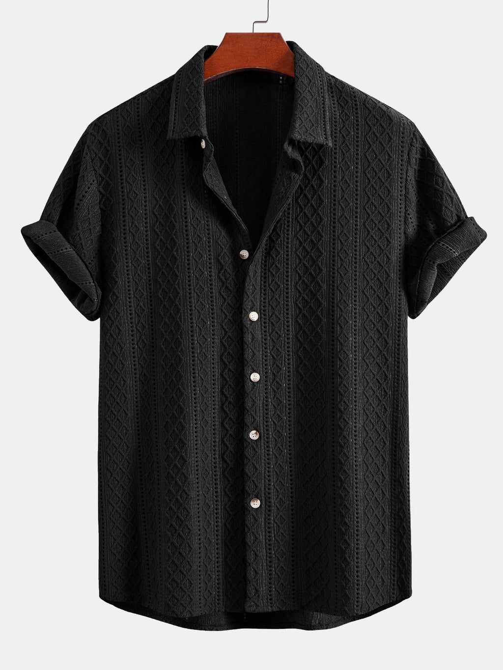 Conjunto Camisa Jacquard Geométrica y Pantalón de Lino