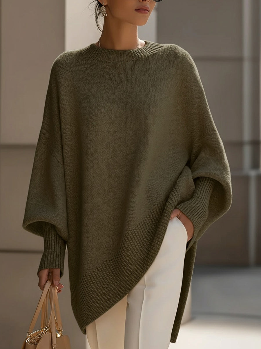 Jersey Oversize Largo de Punto Suave para Mujer