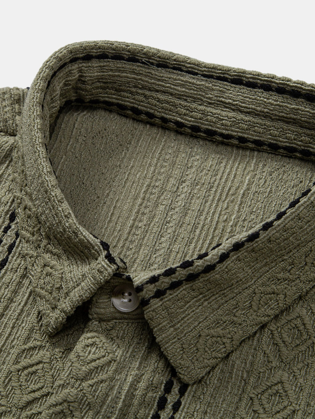 Conjunto Camisa Jacquard a Rayas y Pantalón Recto