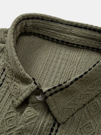 Conjunto Camisa Jacquard a Rayas y Pantalón Recto