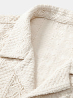 Conjunto Camisa Cubana Jacquard Floral y Pantalón Recto