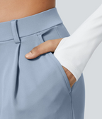 Pantalón Elegante Pierna Ancha De Tiro Alto Mujer