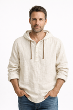 Camisa De Lino Con Capucha Para Hombre Casual