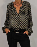 Women's Geometric Blouse with Elegant Loose Cut
