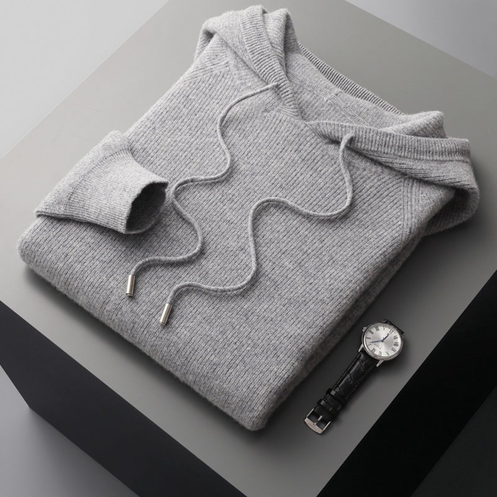 Sudadera De Lana Merino Con Capucha Para Hombre
