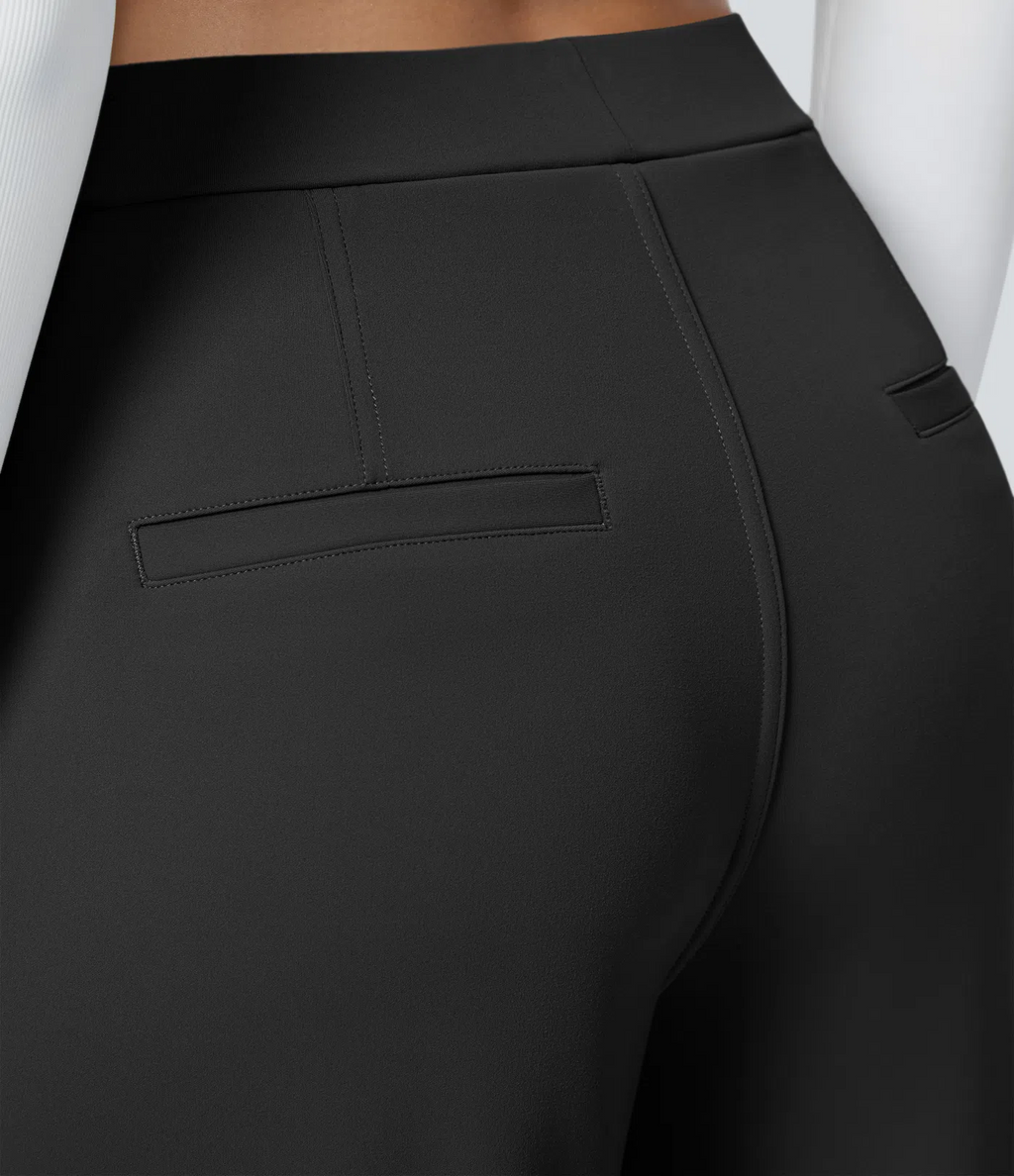 Pantalón Elegante Pierna Ancha De Tiro Alto Mujer