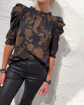 Women's Blouse with Puffed Sleeves and Ruffles