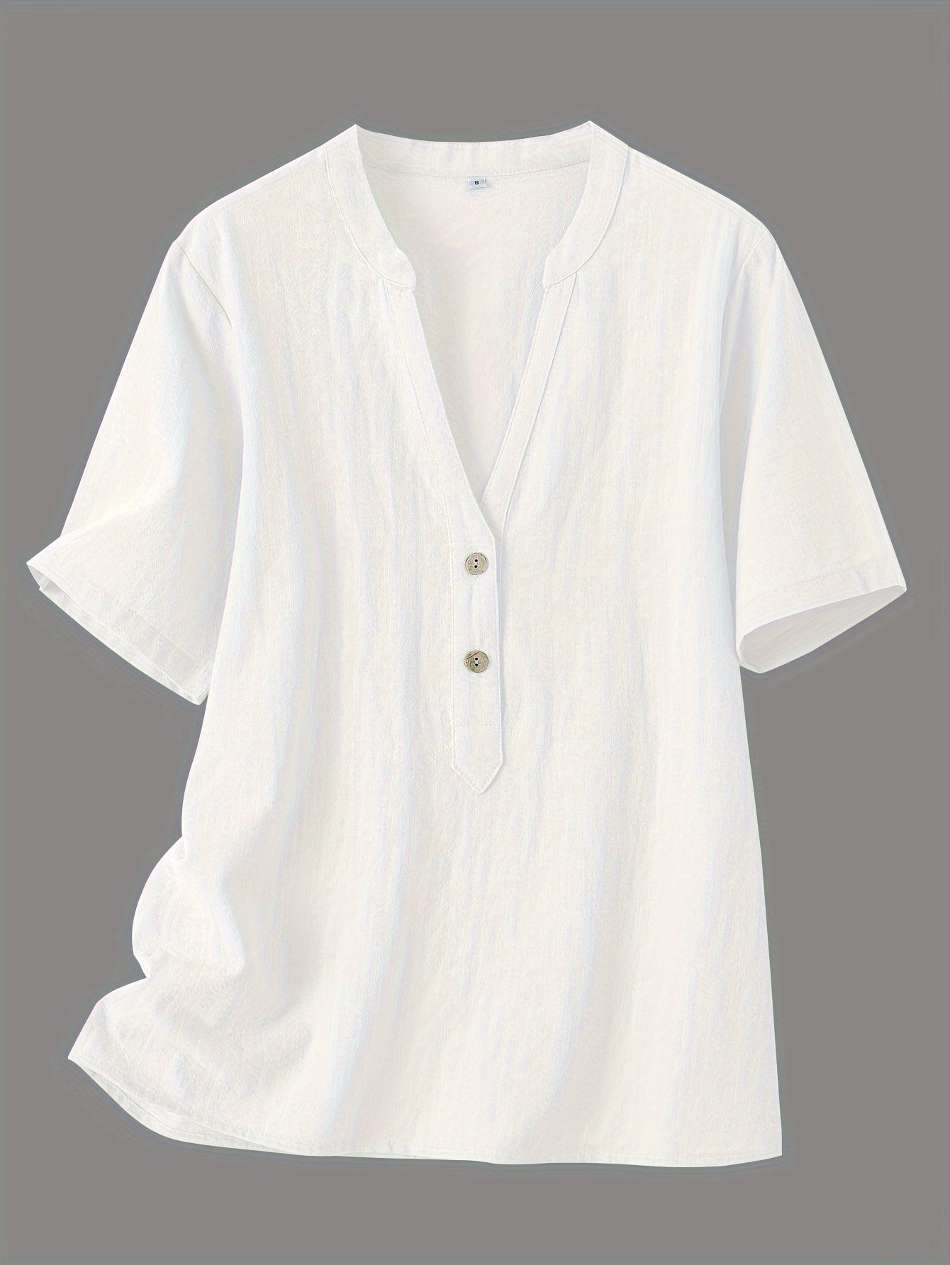 Elegante Bluse mit V-Ausschnitt und Holzknöpfen