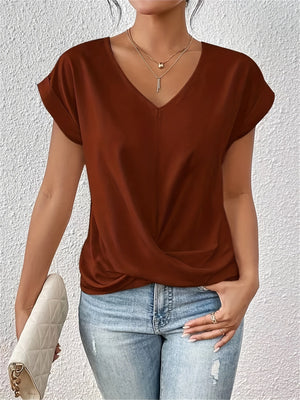 Casual-Damen-T-Shirt mit eng anliegendem Herzausschnitt