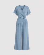 Conjunto Elegante de Dos Piezas con Top Cruzado
