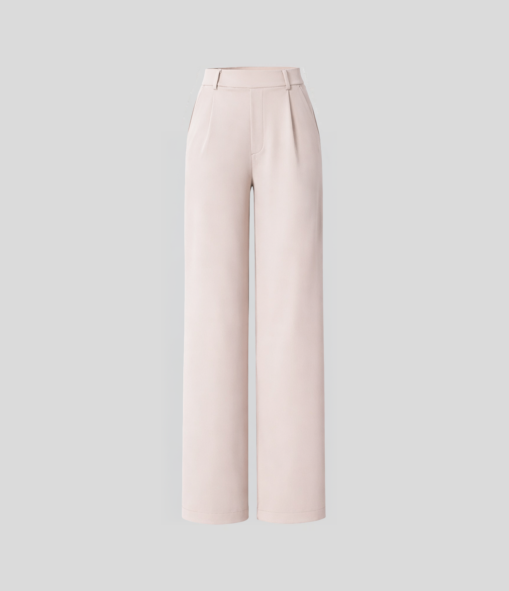 Pantalón Elegante Pierna Ancha De Tiro Alto Mujer