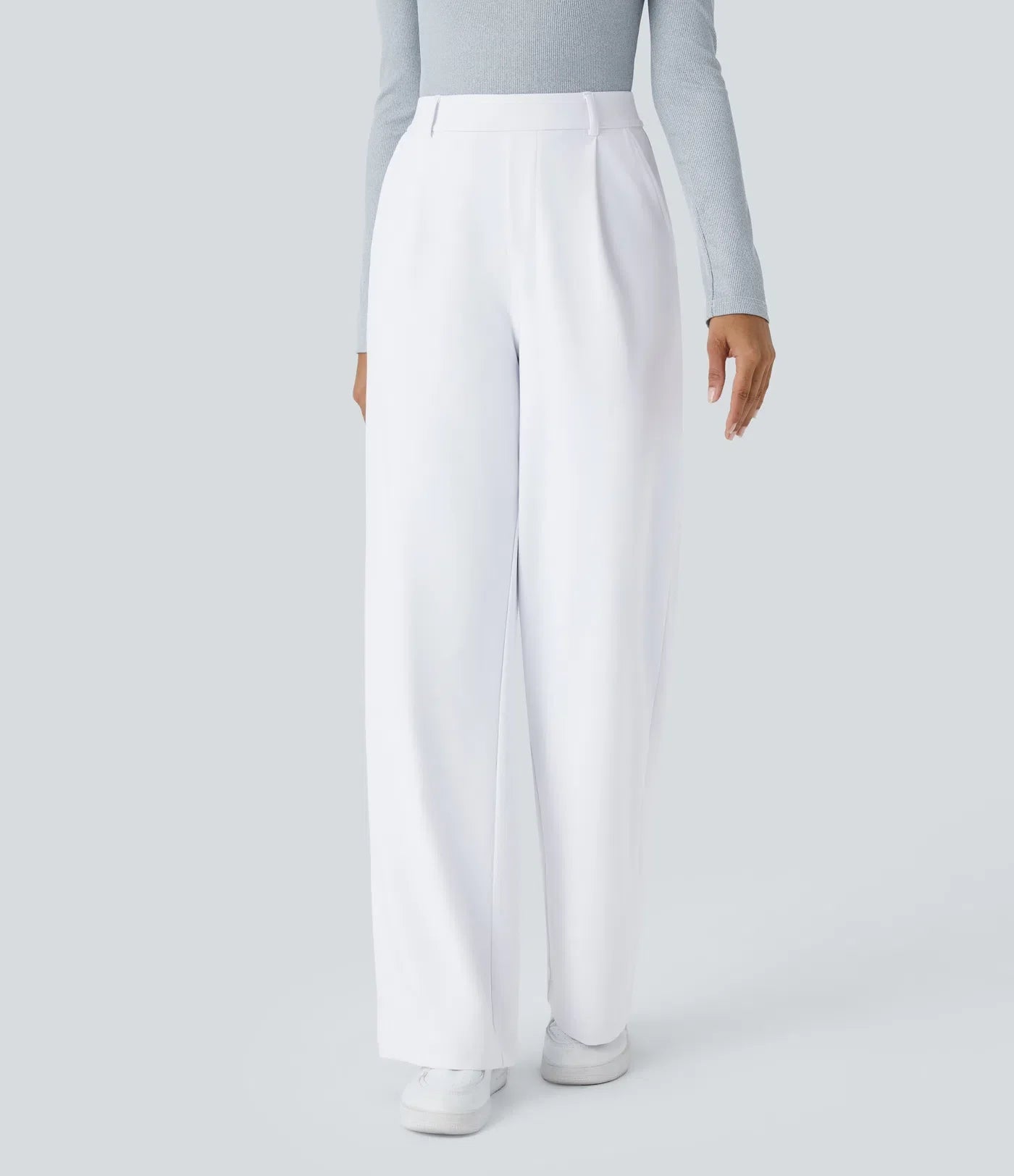 Pantalón Elegante Pierna Ancha De Tiro Alto Mujer