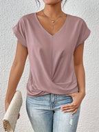 Camiseta Casual Mujer con Escote Corazón Ajustado