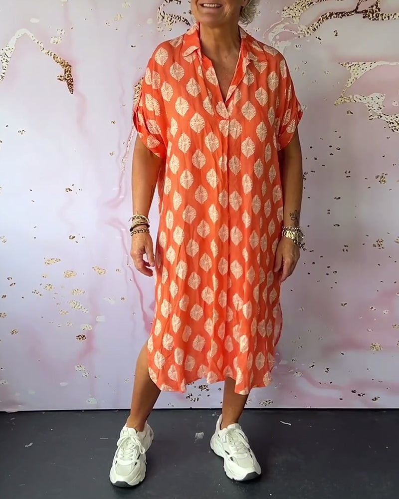 Legeres Frühlings-Midikleid mit Reverskragen