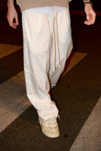 Pantalón Jogger Elegante Blanco Fit Oversize Hombre