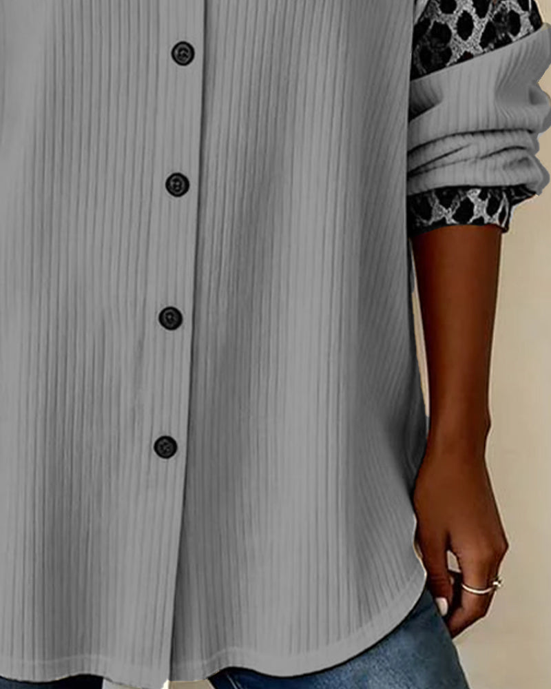 Camisa Casual de Leopardo de Algodón para Hombre