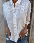 Blusa De Encaje Bordado Elegante Para Mujer