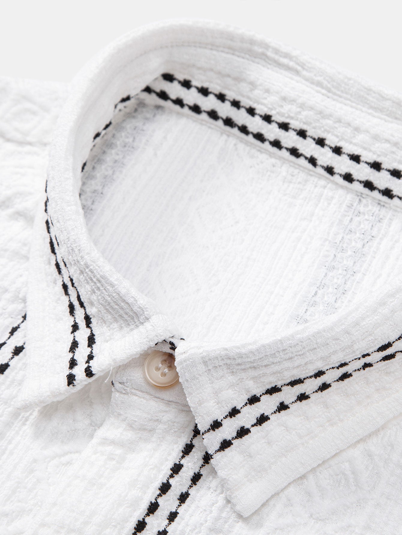 Conjunto Camisa Jacquard a Rayas y Pantalón Recto