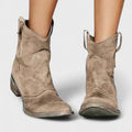 Women's Cowboy Ankle Boots with Wide Heel, Casual Style