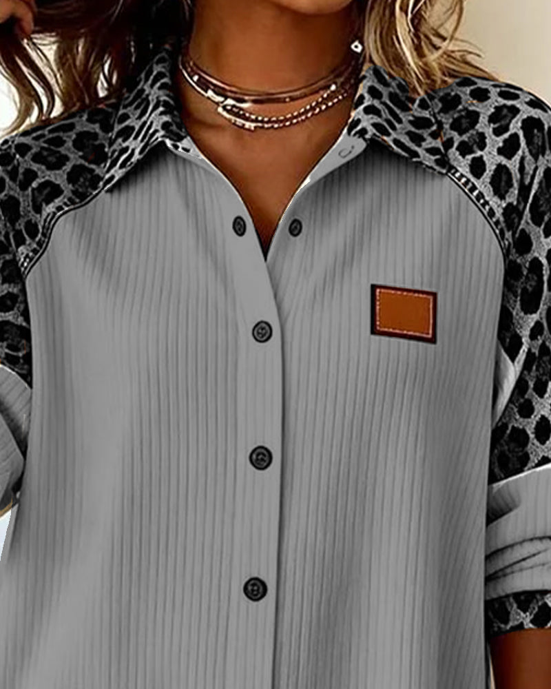 Camisa Casual de Leopardo de Algodón para Hombre