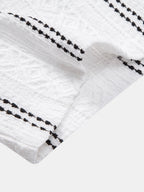 Conjunto Camisa Jacquard a Rayas y Pantalón Recto