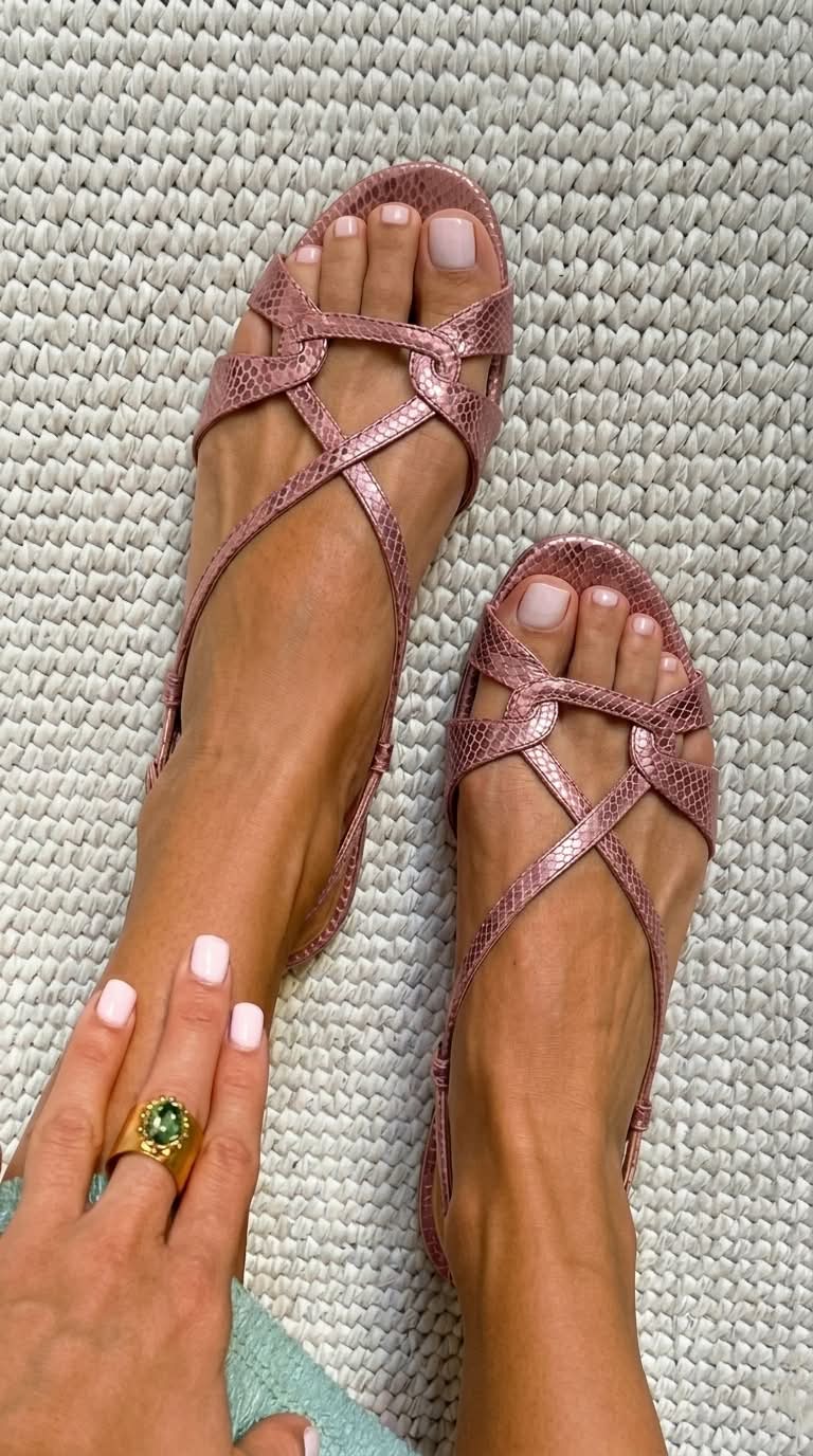Josefina - Snake Effect Slingback Sandals