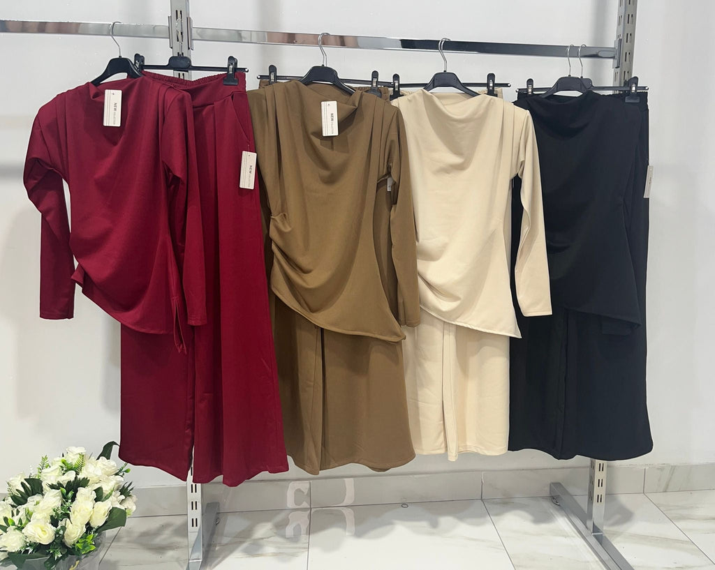 Conjunto Pantalón Y Blusa Wide Leg Estilo Chocolate