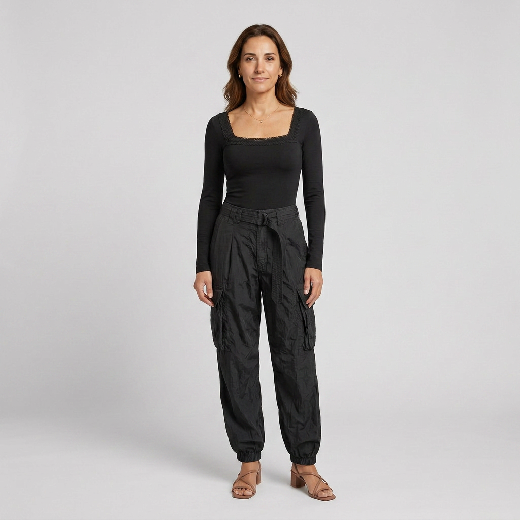 Conjunto Mujer Top Cuadrado y Pantalón Cargo Urbano