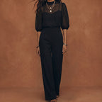 Conjunto Elegante 3 Piezas Mujer con Pantalón Amplio