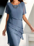 Elegant Flowing Layered Midi Party Dress