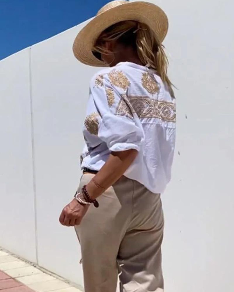 Bestickte Oversize-Bluse – Frisch und Leicht