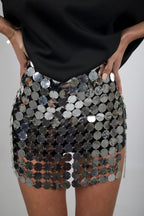 Falda Mini De Lentejuelas Espejo Estilo Ibiza