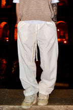 Pantalón Jogger Elegante Blanco Fit Oversize Hombre