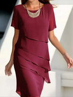 Vestido Midi De Fiesta Con Capas Fluido Y Elegante