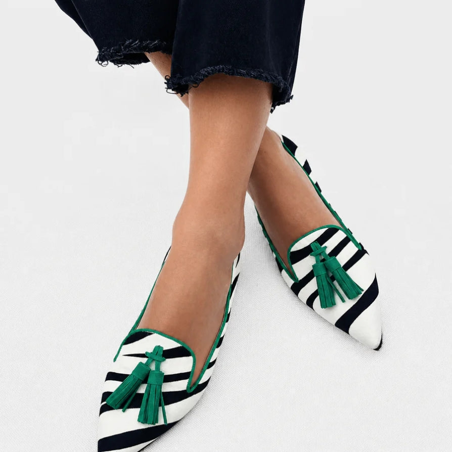 Riane™ | Green Zebra-Print Loafers